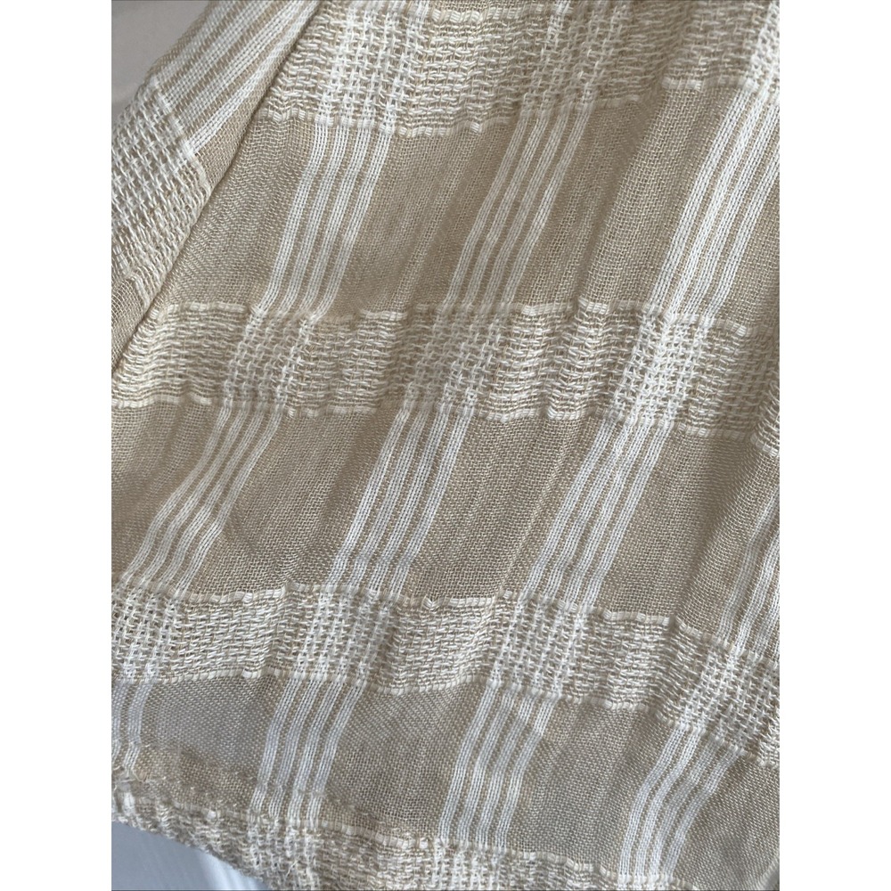 Pilcro Sleeveless Babydoll Blouse Womens Size XS Tan Plaid Ruffle Cotton Boho - Picture 5 of 7